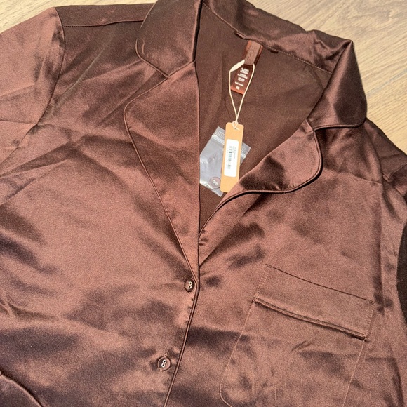 FINAL PRICE DROP 🤎Skims Cocoa Brown Silk Pajama Set XS/XXS - Picture 2 of 3
